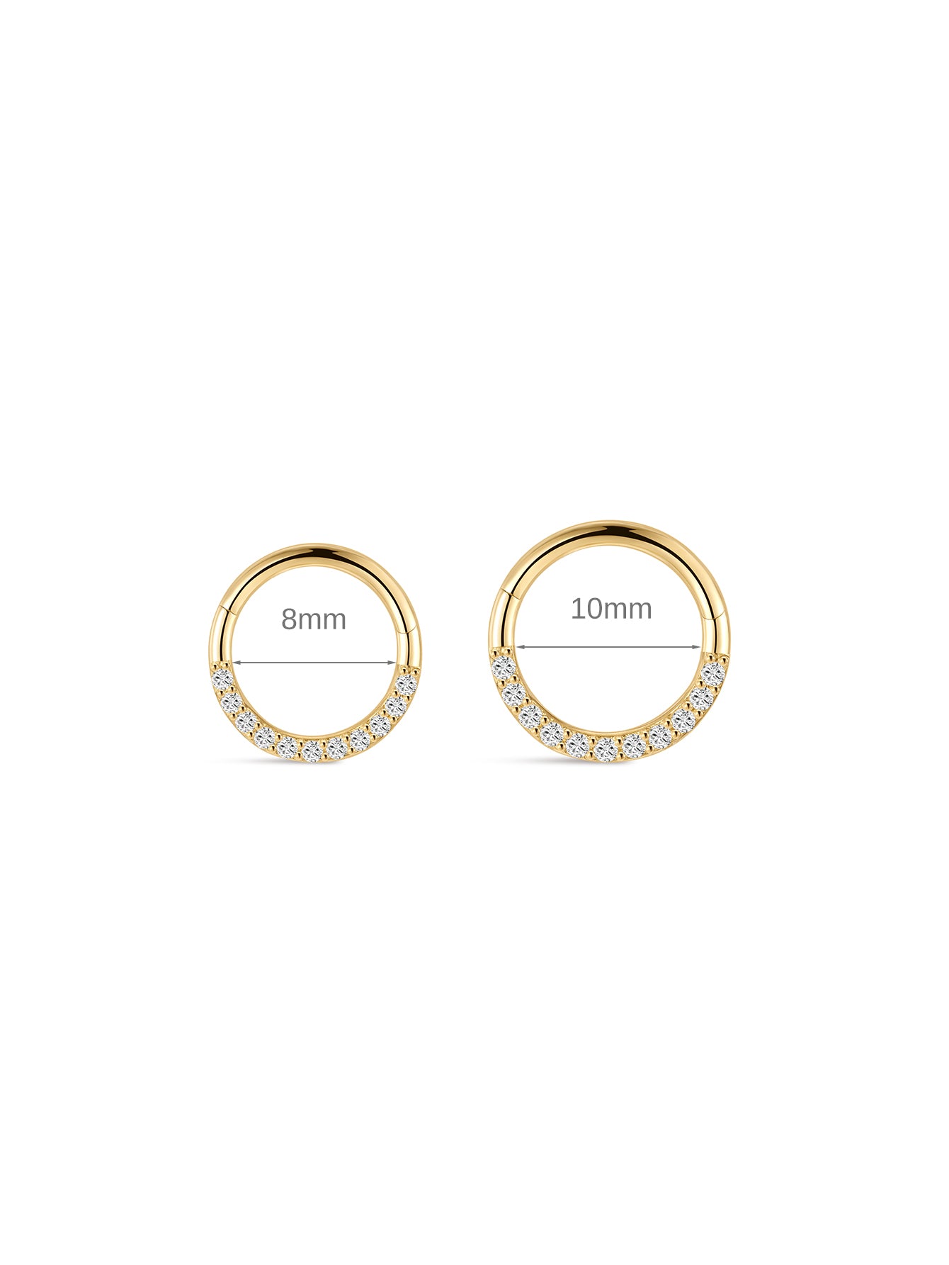 14K الصلبة الذهب بريق كريستال تمهيد الأذن الدائري هوب