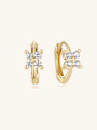 14K Solid Gold Blooming Flowers Huggie Hoop Earring with Cubic Zirconia, 6mm inner diameter.