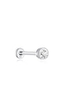 14K massief gouden labret oorknopjes met ronde zirkonia's en platte achterkant, 18G.