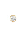 14K solid gold labret stud with bezel-set round cubic zirconia, 18G, internally threaded flat back.