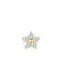 14K solid yellow gold flower threaded ear piercing stud with five AAAAA cubic zirconia stones.