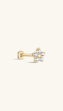 Kosiner Jewelry KOSINER 14K Solid Gold Classic Five - Petal Flower Flat Back Stud