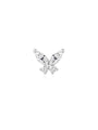 14K solid gold butterfly piercing stud with marquise and round AAAAA cubic zirconia, 18G flatback labret.