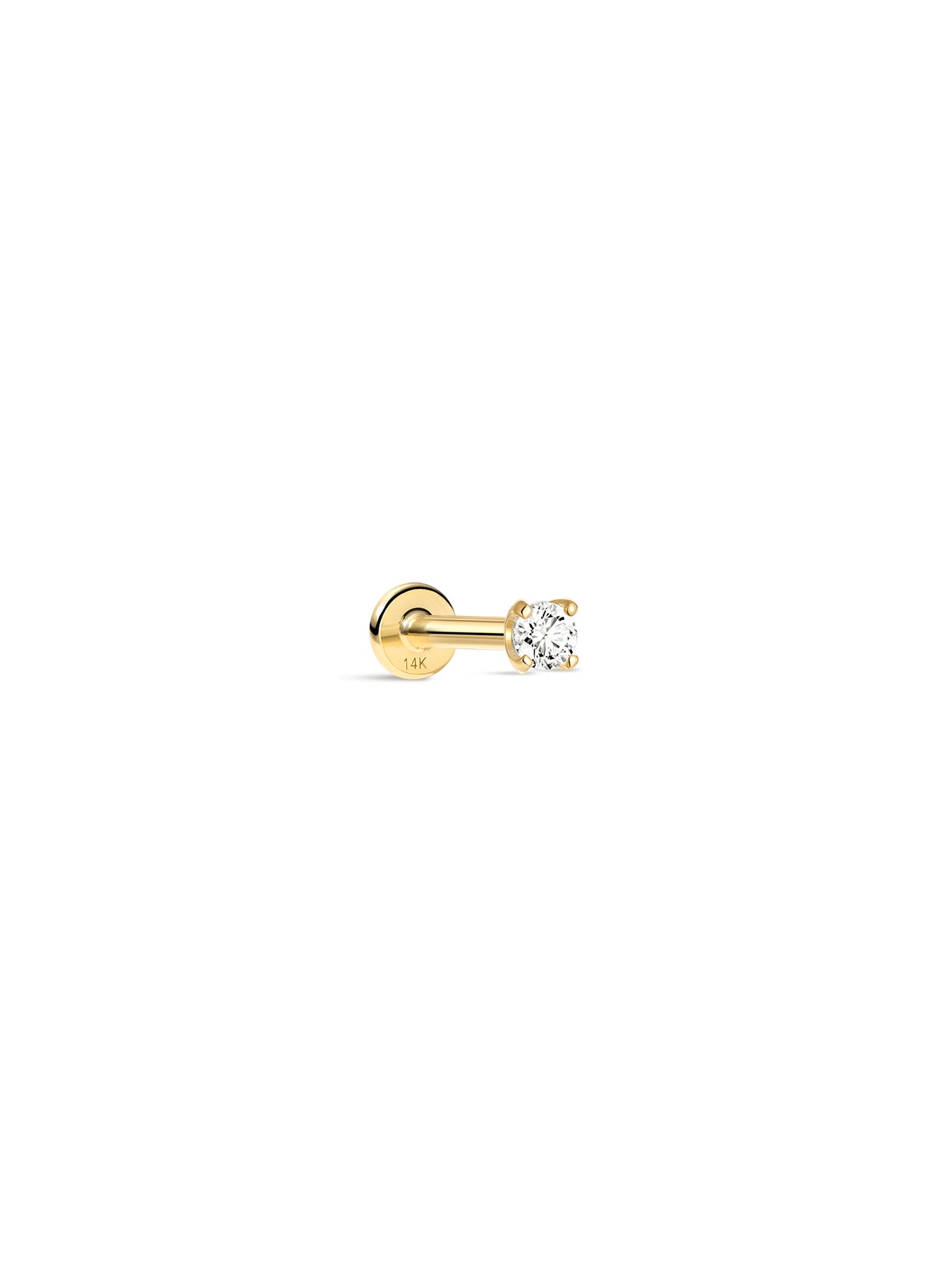 Kosiner 14K Solid White Gold Internally Threaded Flatback Stud, Hypoallergenic