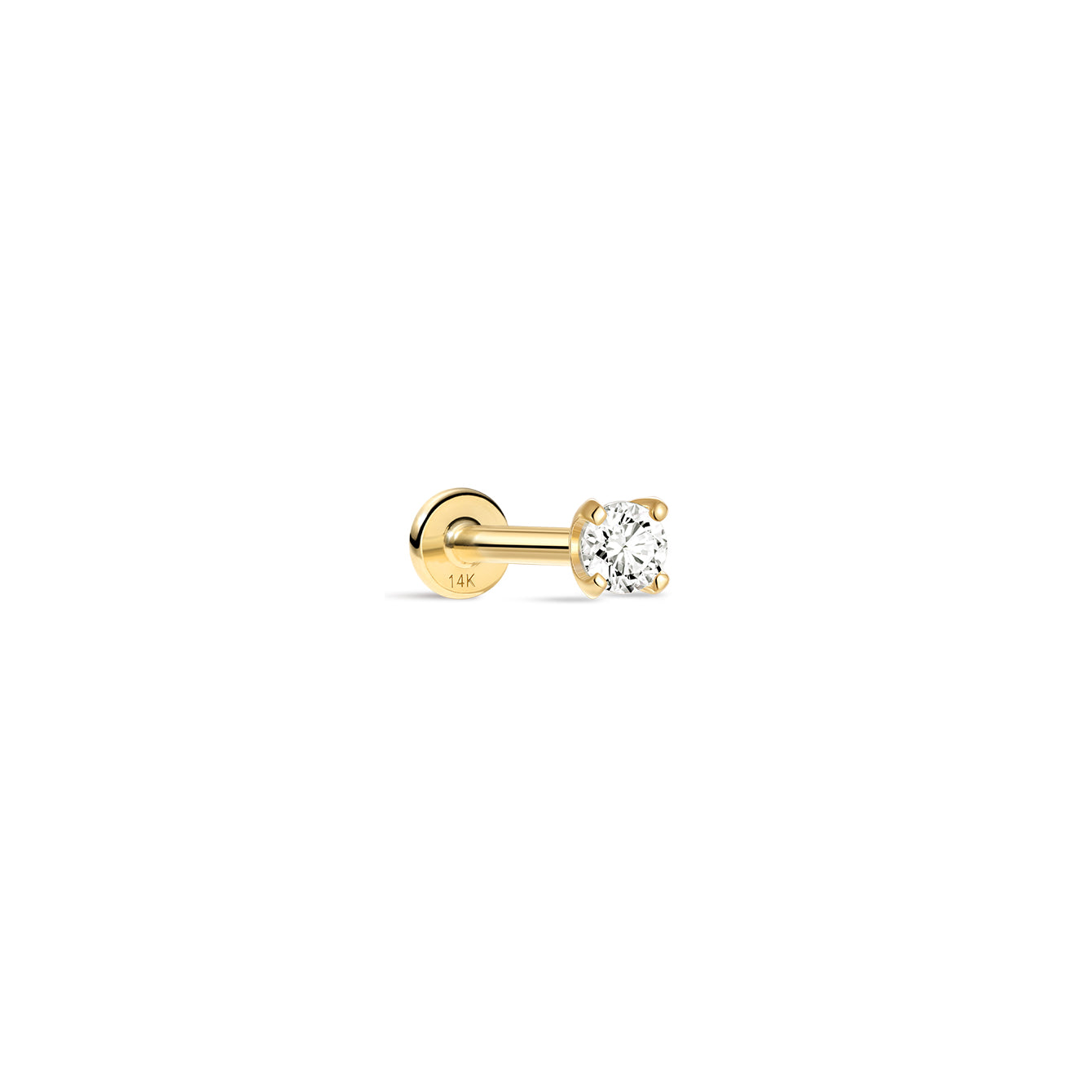 KOSINER 14K Solid Gold Minimalist 4MM Flat Back Stud