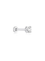 14K solid gold mini stud earring with a clear cubic zirconia and flat back post, 18G.