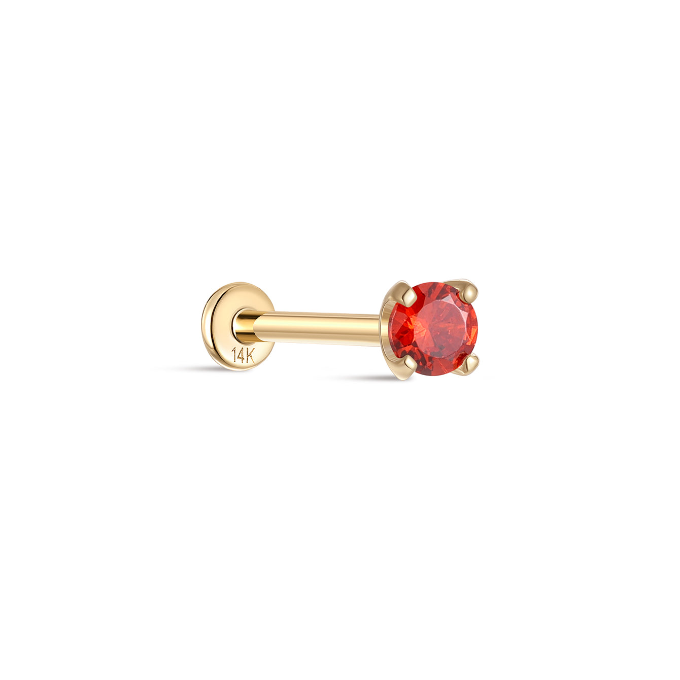 14K Solid Gold January Birthstone Stud