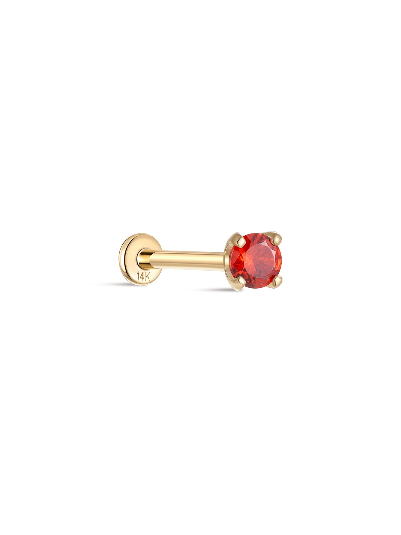 14K Solid Gold January Birthstone Stud