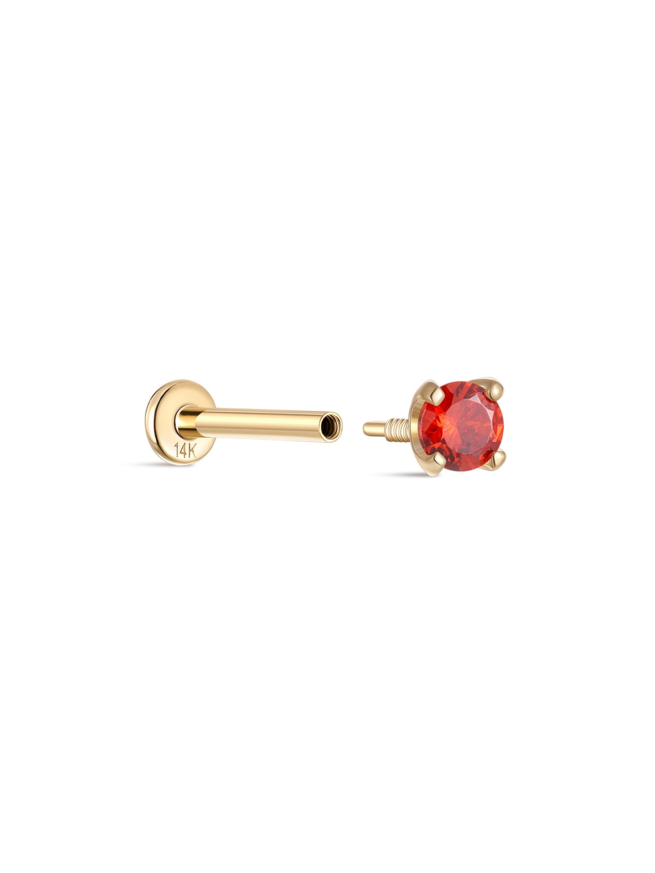 14K Solid Gold January Birthstone Stud