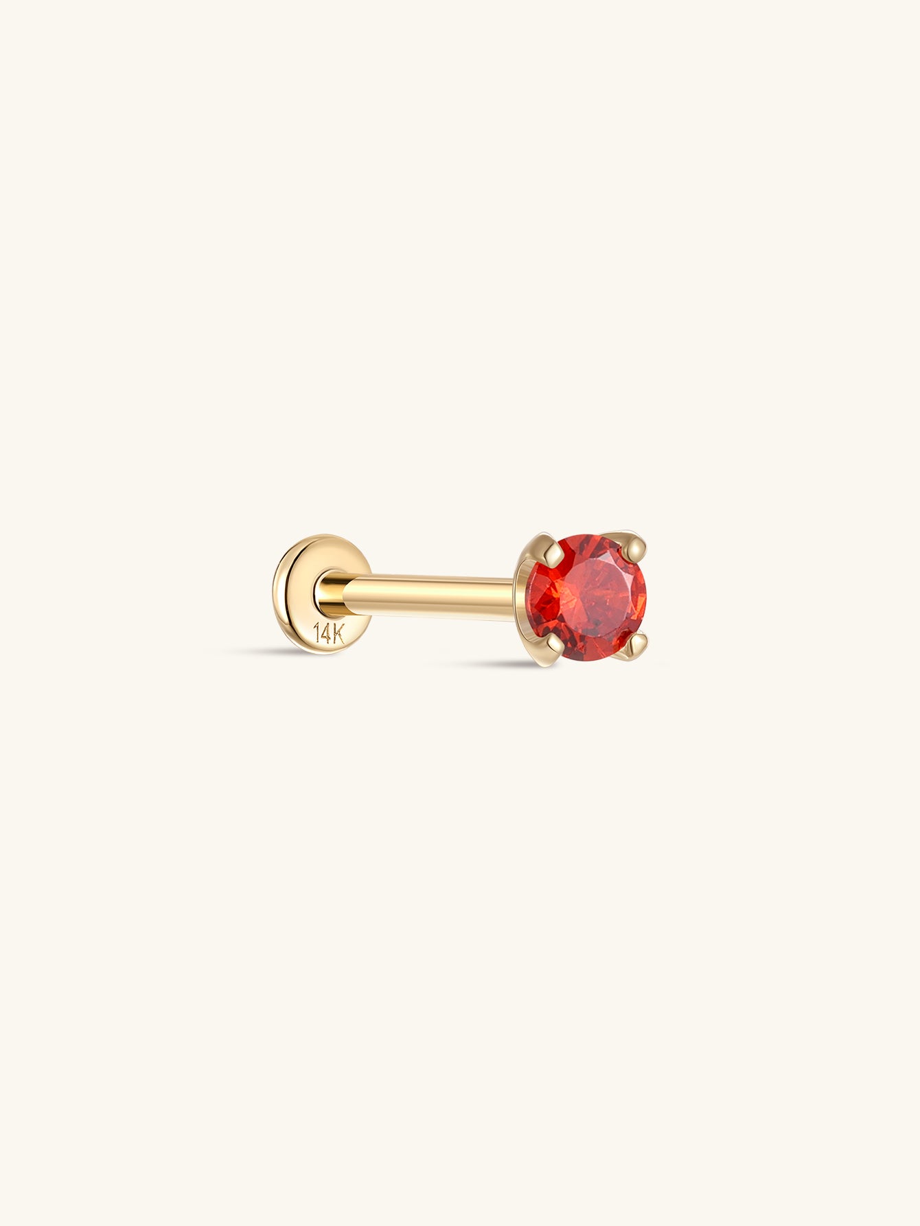 14K Solid Gold January Birthstone Stud