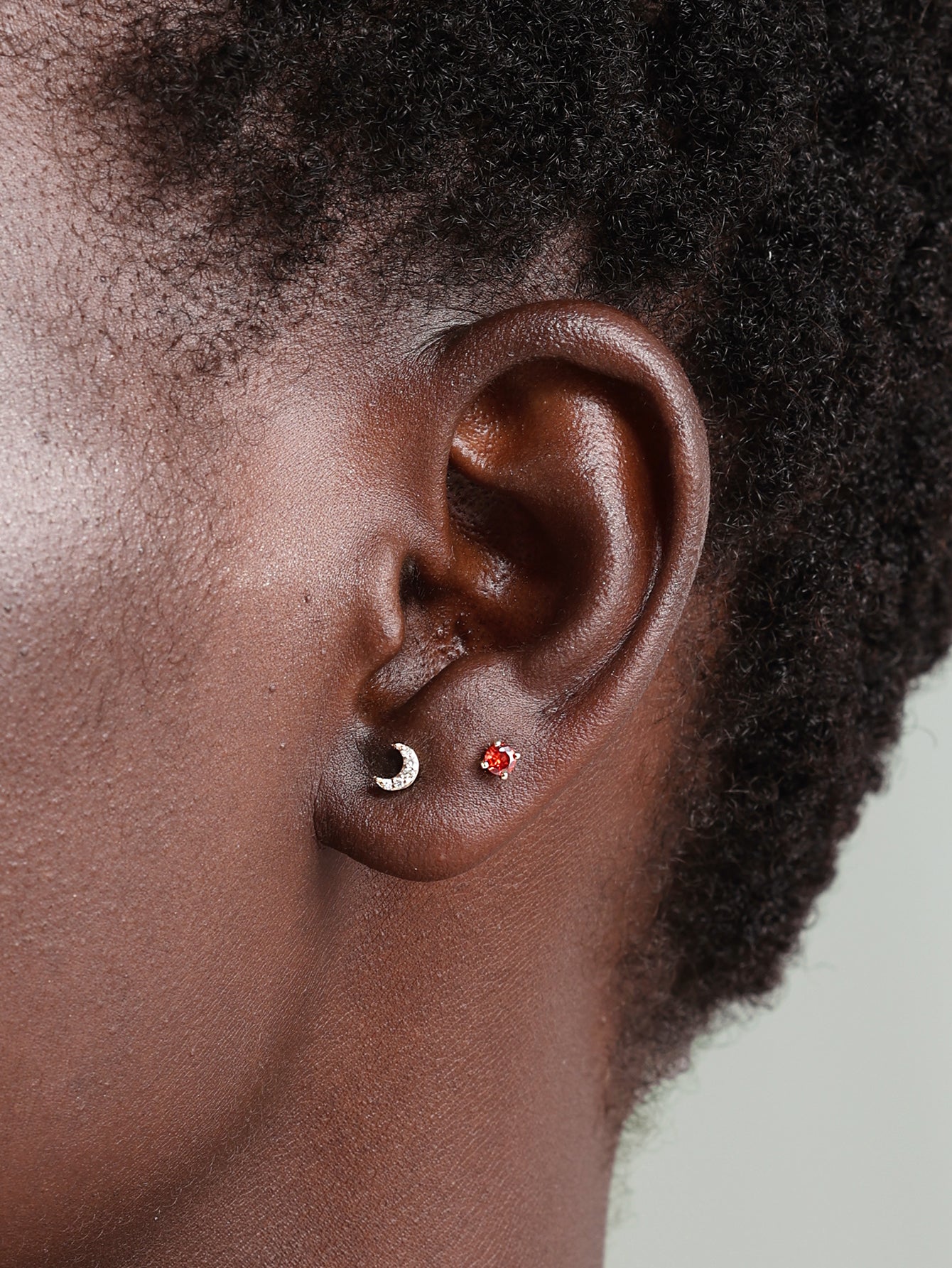 14K Solid Gold January Birthstone Stud