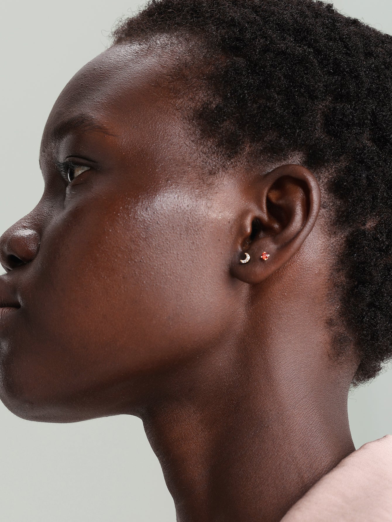 14K Solid Gold January Birthstone Stud