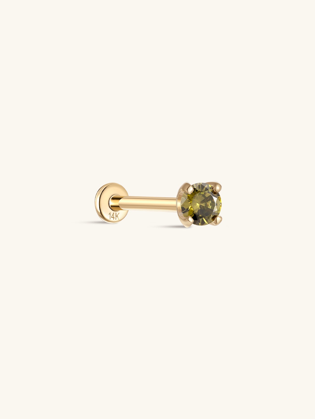 14K Solid Gold August Birthstone Stud