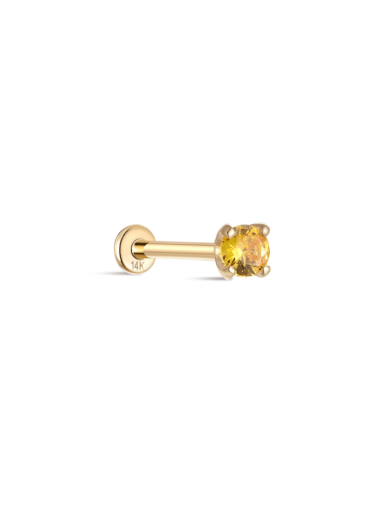 14K Solid Gold Birthstone Stud