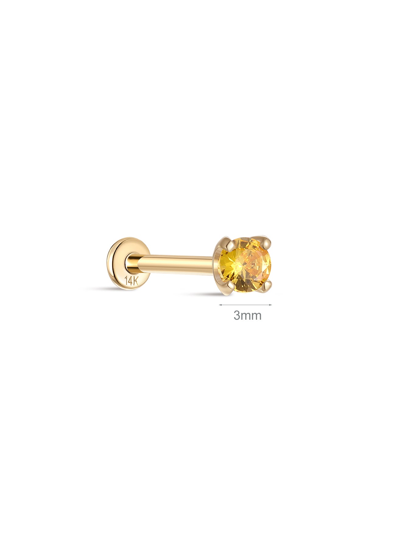 14K Solid Gold November Birthstone Stud