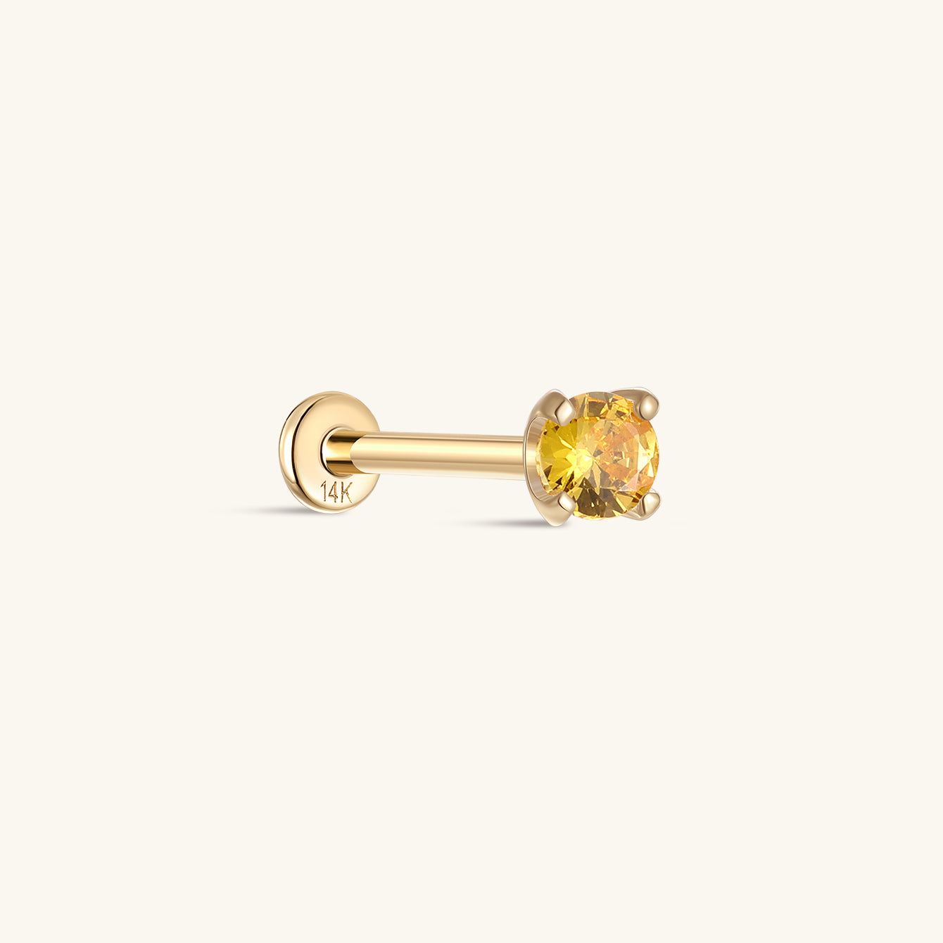 14K Solid Gold November Birthstone Stud