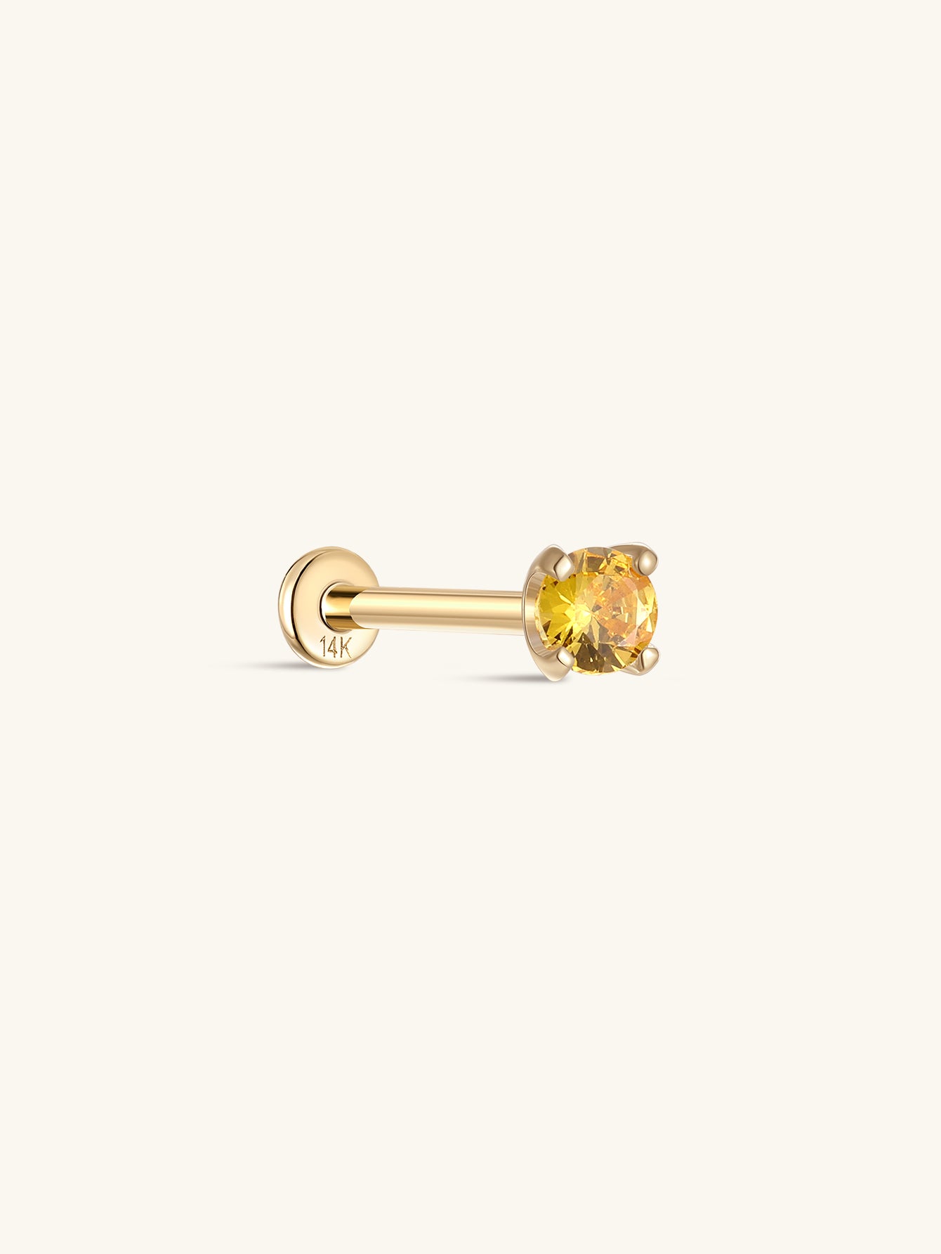 14K Solid Gold November Birthstone Stud