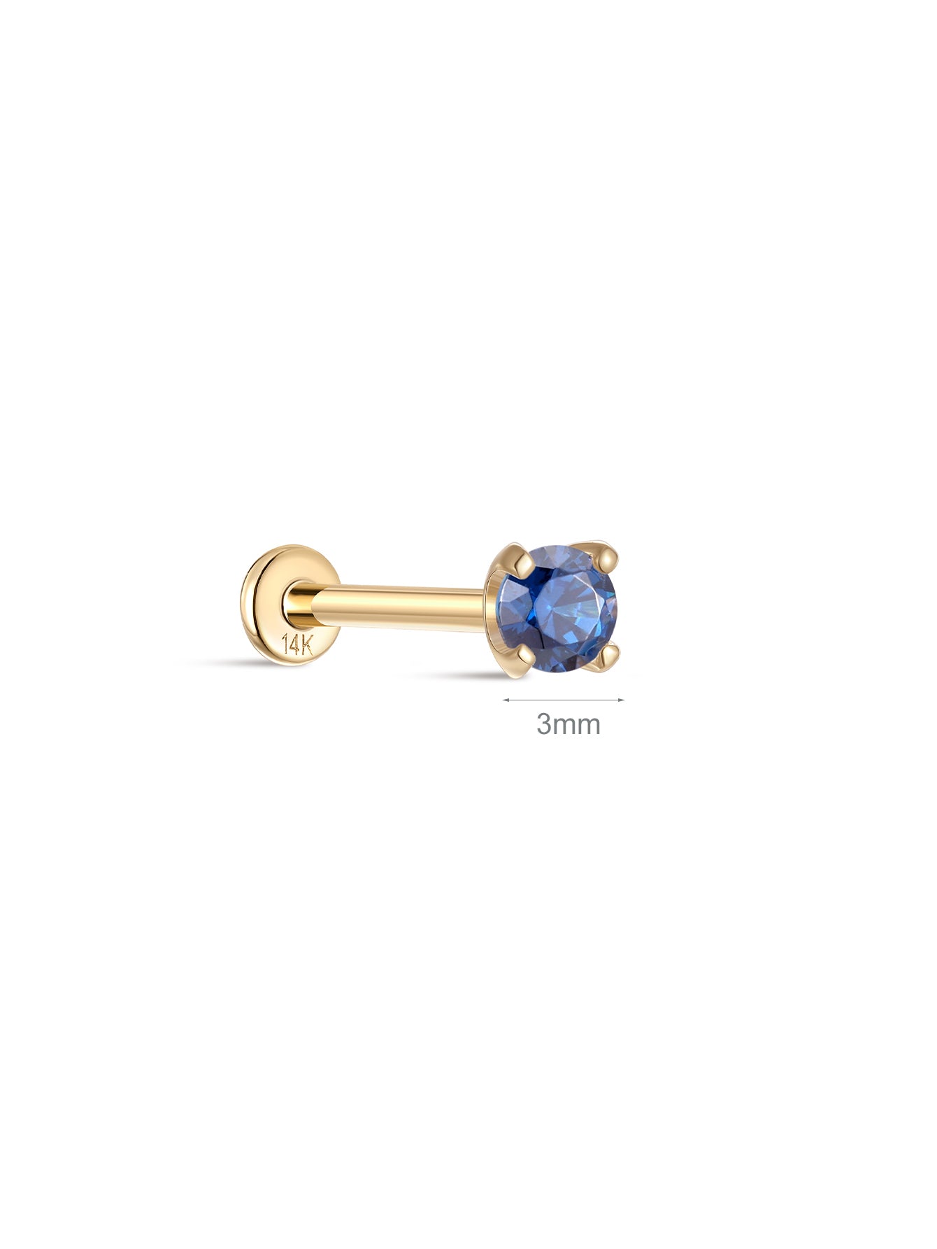 14K Solid Gold December Birthstone Stud