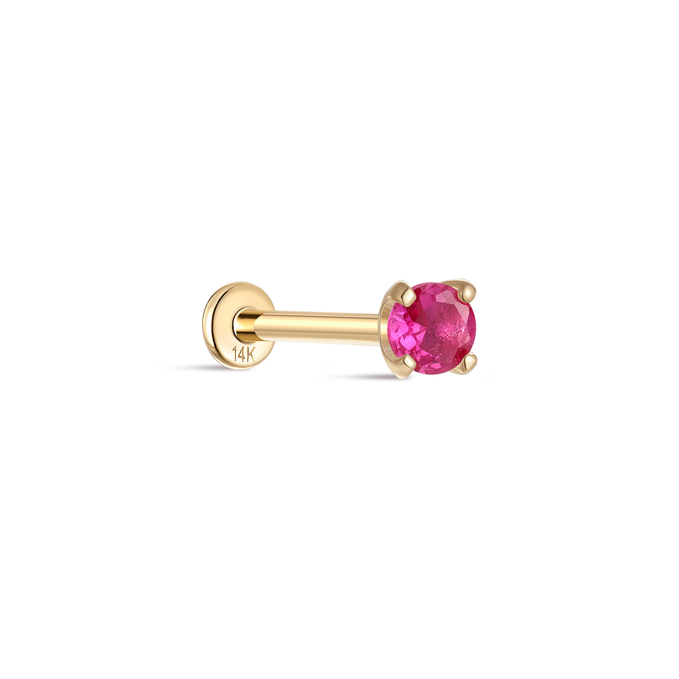 14K Solid Gold July Birthstone Stud