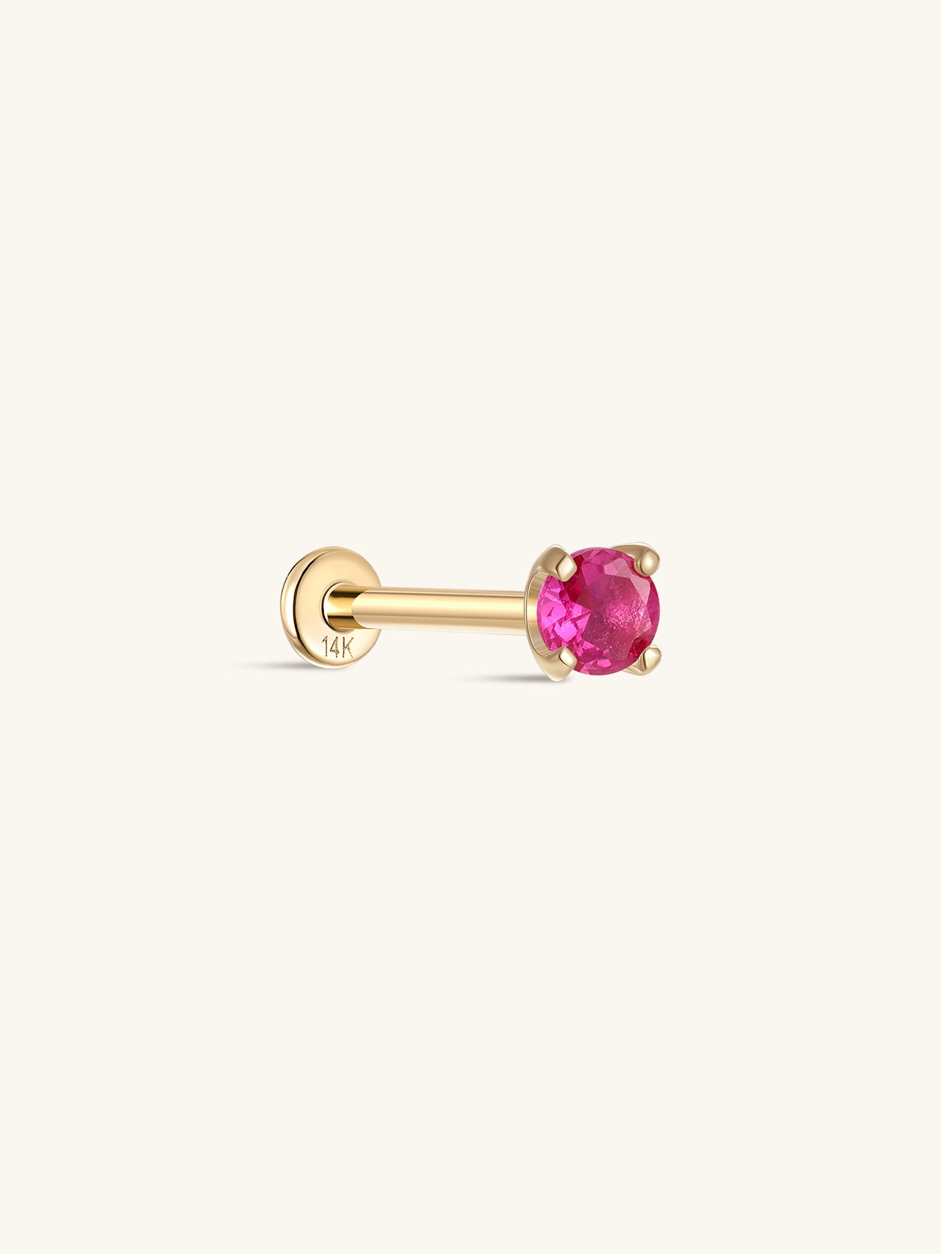 14K Solid Gold July Birthstone Stud