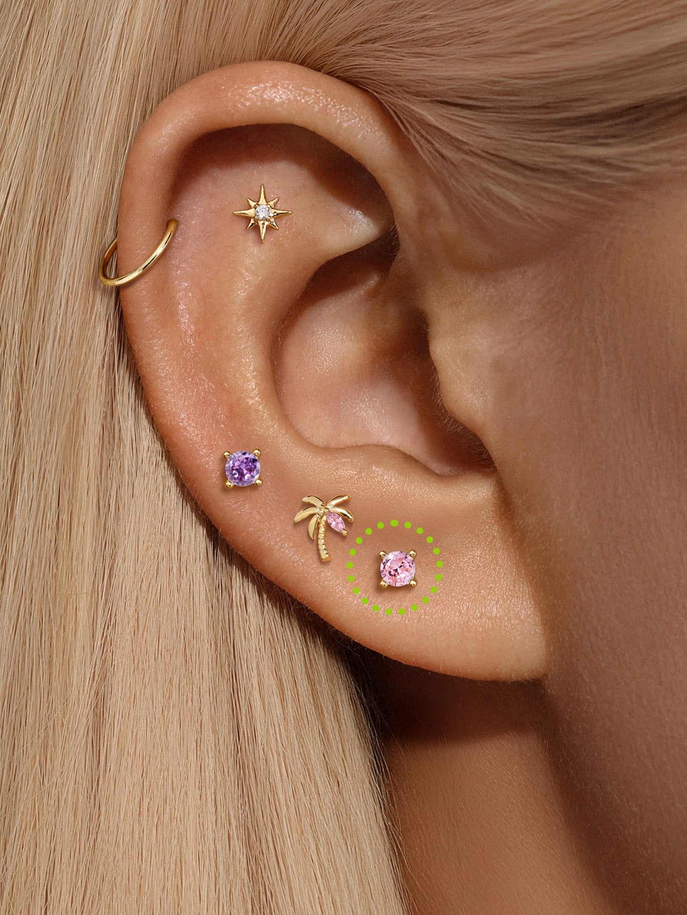 14K massief gouden oktober Birthstone Stud