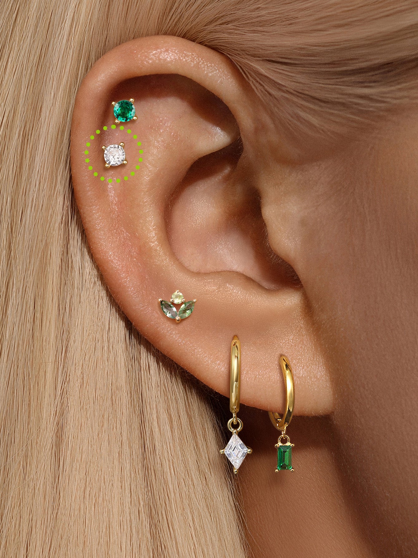 14K Solid Gold April Birthstone Stud