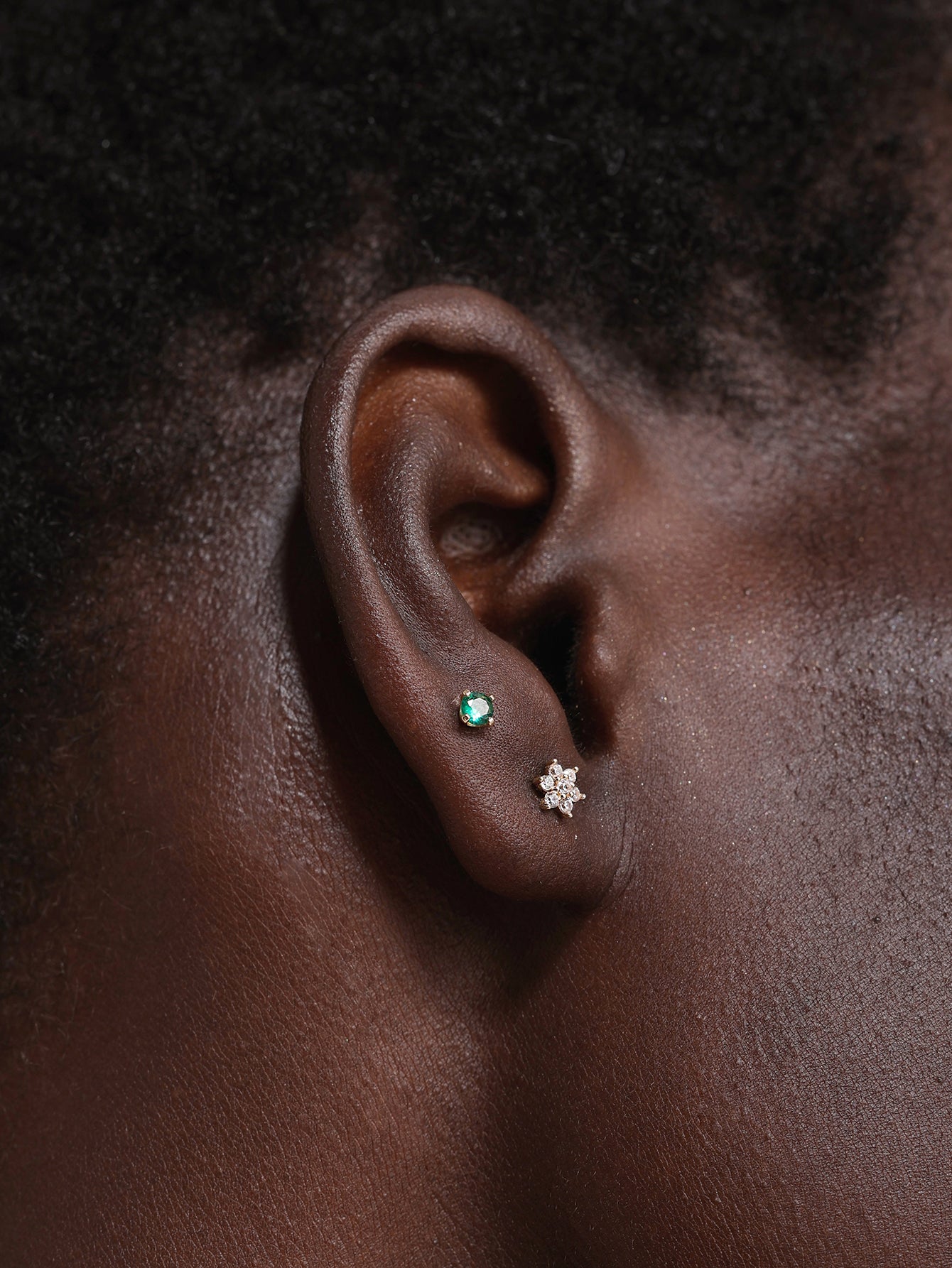 14K Solid Gold May Birthstone Stud