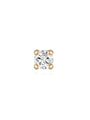 Single 14K solid gold mini ear piercing stud with a round cubic zirconia in a four-prong setting, flat back.