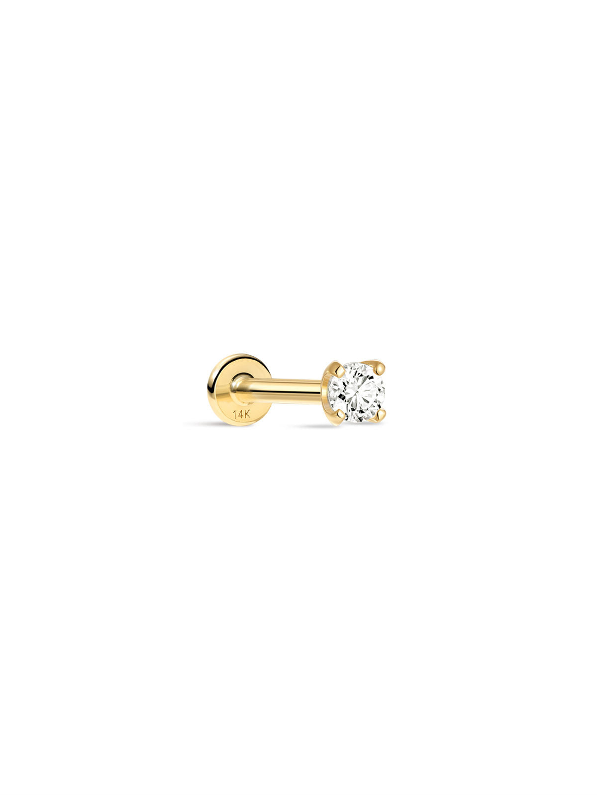 KOSINER 14K Solid Gold Minimalist Flat Back Stud