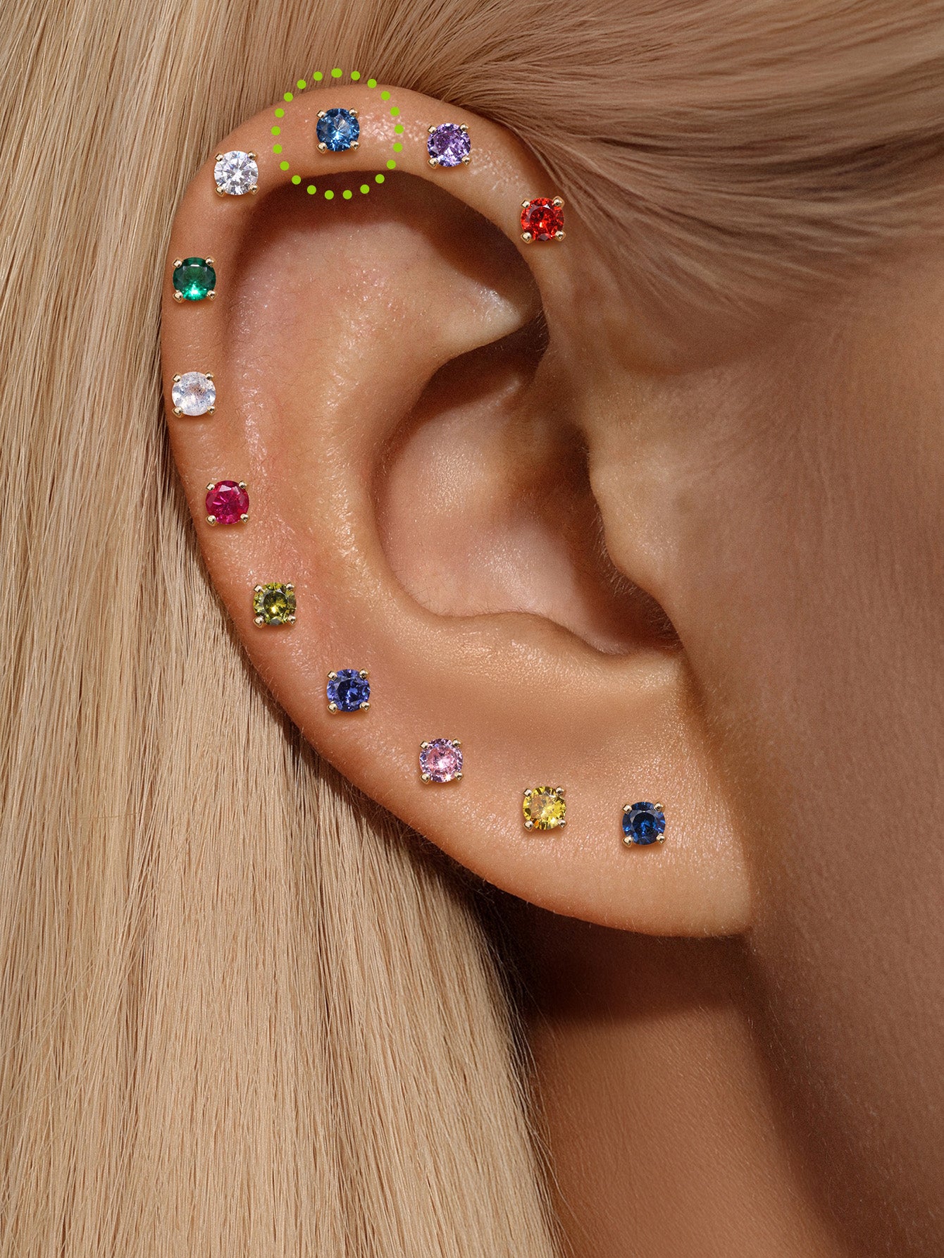 14K massief gouden maart geboortesteen Stud