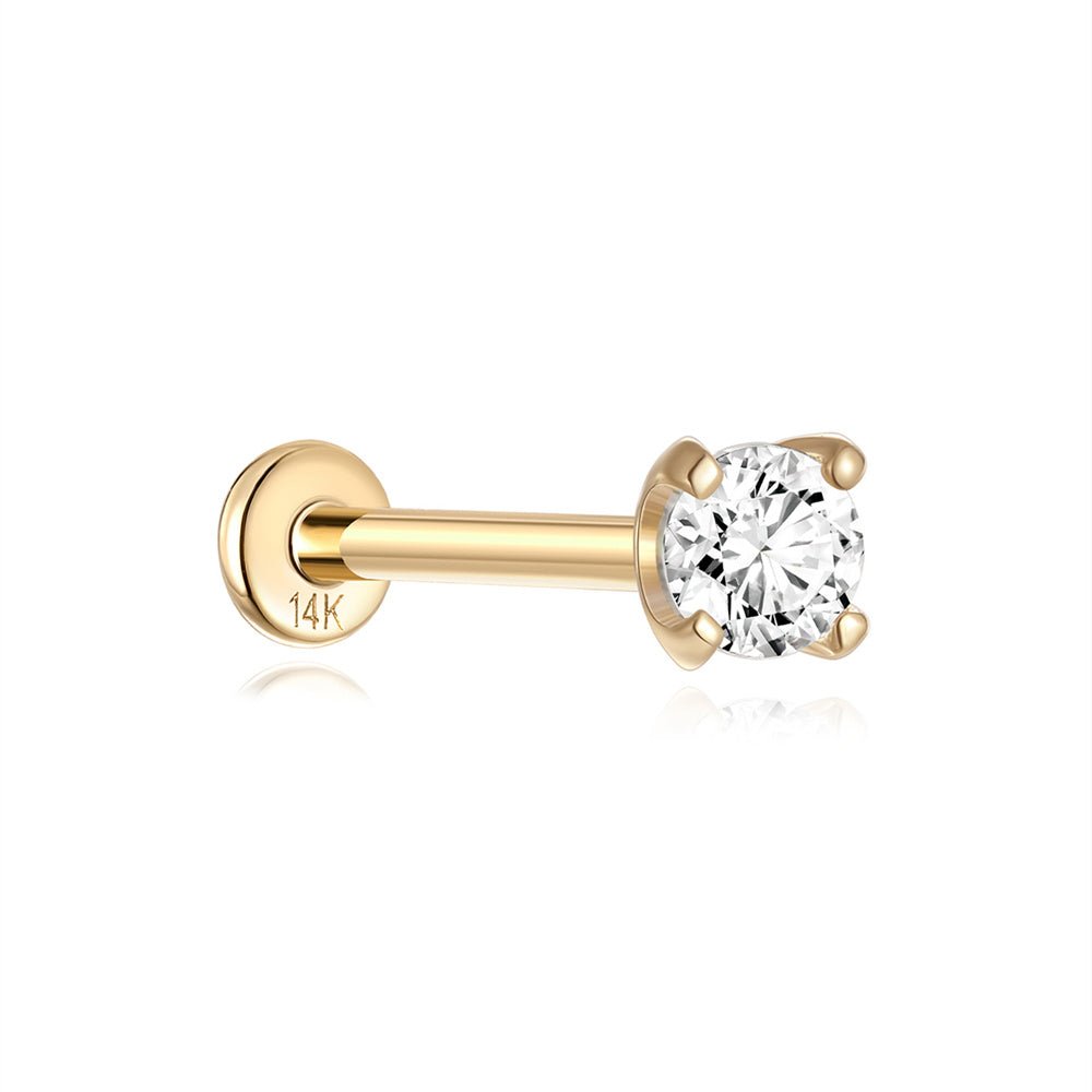 14K Solid Gold 4MM Classic Mini Ear Piercing Stud - Kosinerjewelry-3