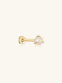 14K solid gold mini ear piercing stud with triangular opal and flat back closure, product detail.