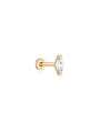 14K solid gold labret stud with marquise-cut clear cubic zirconia on internally threaded post.