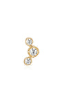 Piercing para oreja de circonita cúbica con bisel trío de oro macizo de 14 quilates con diseño de racimo curvo.