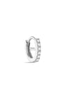 Minimalist 14K solid white gold pavé diamond clicker hoop, 5mm inner diameter, seamless hinged clasp for cartilage, helix, tragus and lobe piercings