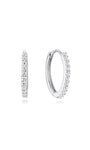 Pair of 14K solid gold huggie hoop earrings pave-set with sparkling AAAAA cubic zirconia crystals.