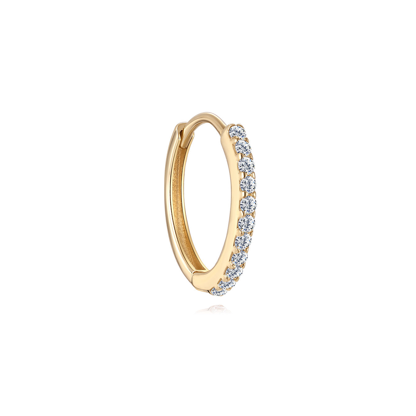 14K Solid Gold 5MM Crystal Pave Hoop Huggie Earring - Kosinerjewelry-14