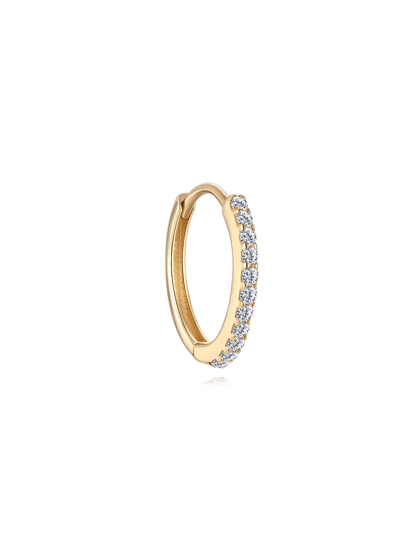 Kosiner 14K Solid Gold 5MM Pave Hoop, Minimalist Design for Daily Wear