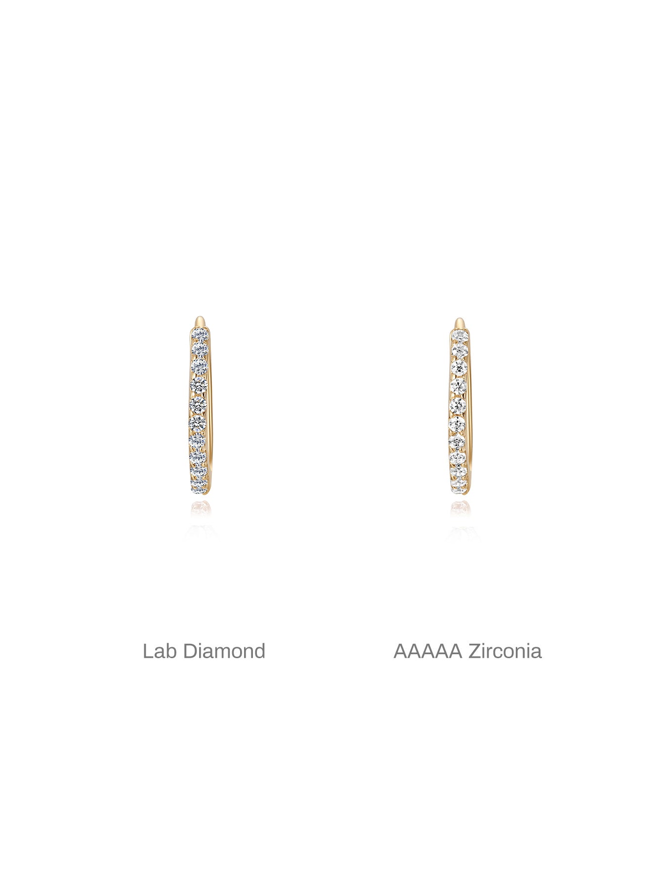 14K Solid Gold 5MM Crystal Pave Hoop Huggie Earring - Kosinerjewelry-4