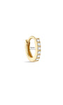 KOSINER 14K solid white gold 5mm cartilage clicker hoop with full pavé round stones, inner diameter 5mm dimension label, polished silver-toned solid gold piercing hoop