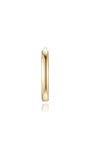 Single 14K solid gold thin hoop earring, glossy finish, 5-10mm inner diameter, product detail.