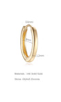 14K solid gold hoop earring with 8mm inner diameter, 0.6mm thickness, 1.2mm width. AAAAA cubic zirconia detail.