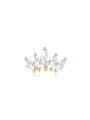 14K solid gold crown stud with five marquise cubic zirconia stones and beaded accents, perfect for ear piercings.