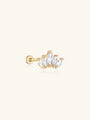 14K Solid Gold Crown Marquise Zircon Ear Piercing Stud with flat back post.