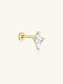 14K solid gold Losange zircon ear piercing stud with flat back closure.
