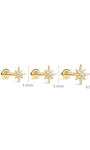 Kosiner Jewelry KOSINER 14K Solid Gold Delicate Octagonal Star Flat Back Stud