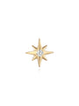 14K solid gold octagonal starburst stud earring with clear cubic zirconia center, product appearance.