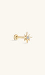 KOSINER 14K Solid Gold Octagonal Ear Piercing Stud featuring a flat back design and internally threaded labret, adorned with a lab diamond.
