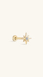 KOSINER 14K Solid Gold Star Lab-Grown Diamond Flat Back Stud featuring a flat back design and internally threaded labret, adorned with a lab diamond.