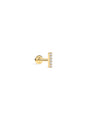 14K solid gold bar piercing stud with five clear cubic zirconia stones and flat back.